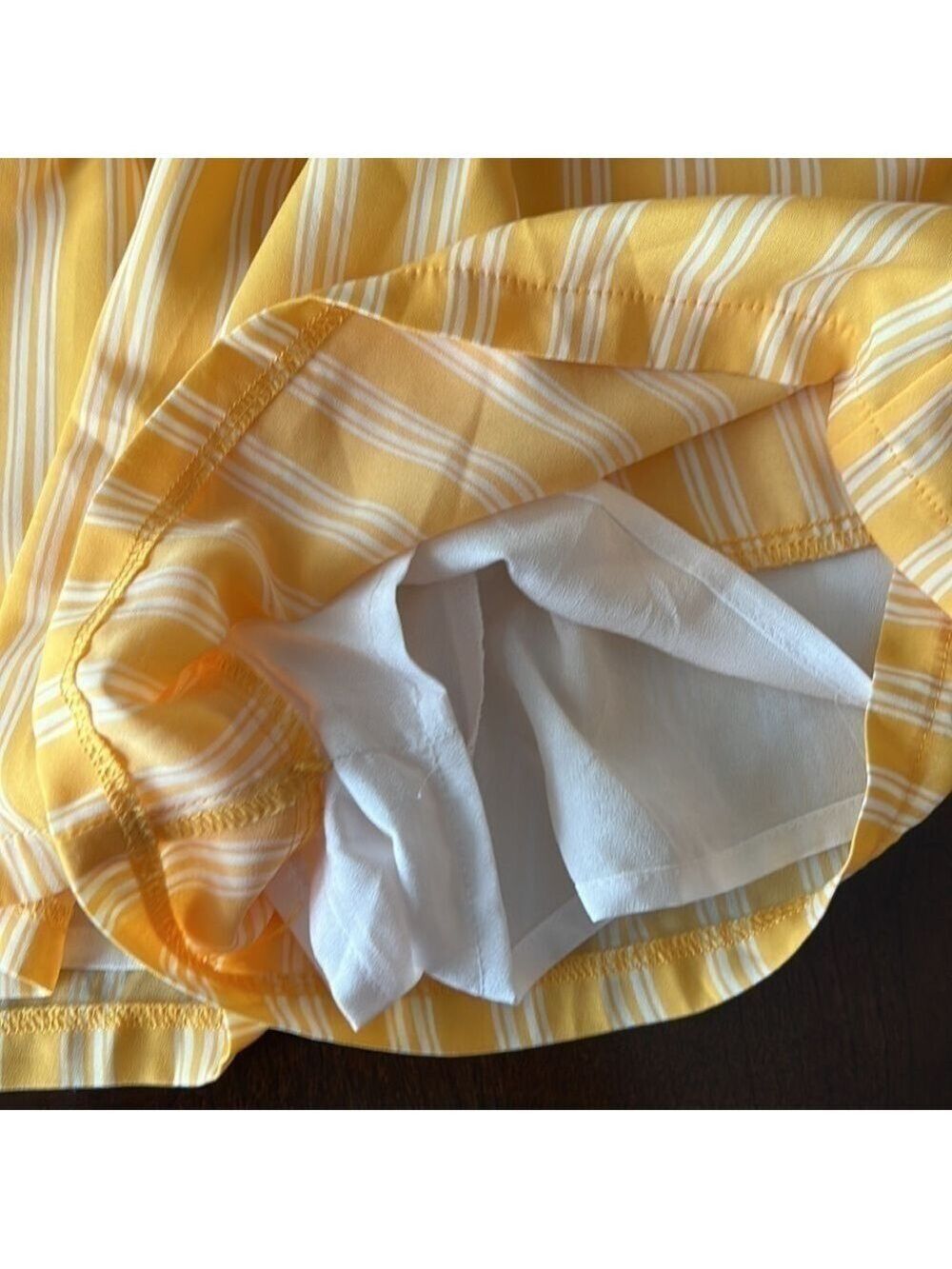 FOREVER 21 Yellow and White Striped Paper Bag High Rise Shorts Size Medium - Picture 6 of 11